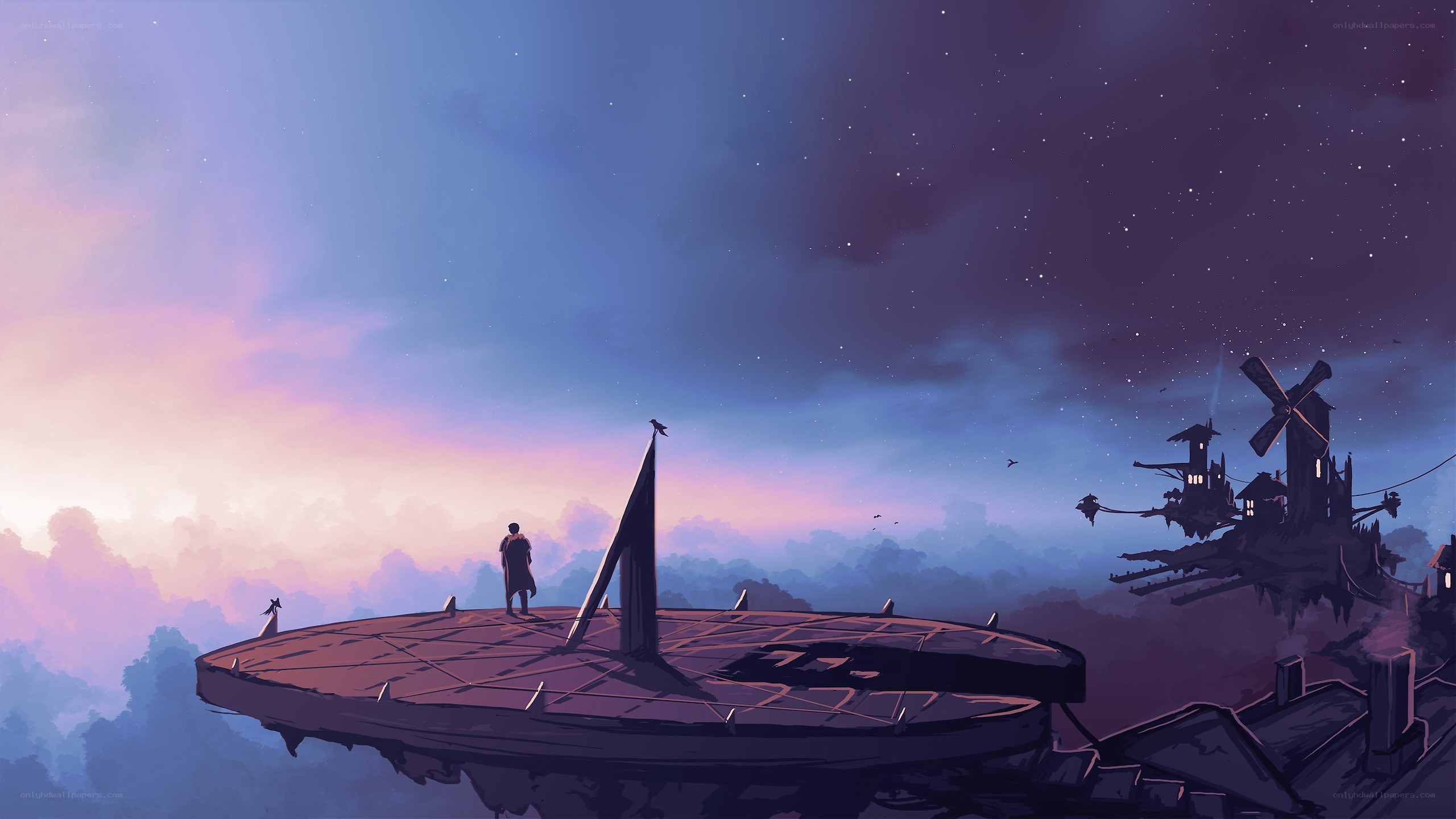 floating island at dusk