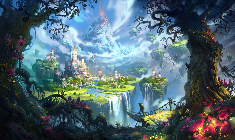 Floating Island Castle — Blue, Fantastical