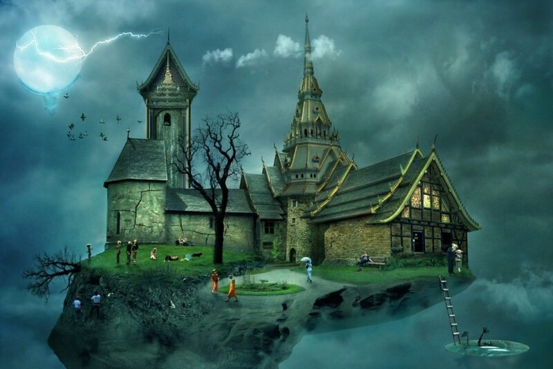 Floating Island Castle — Gray