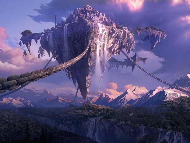 Floating Island Castle — Purple, Dramatic