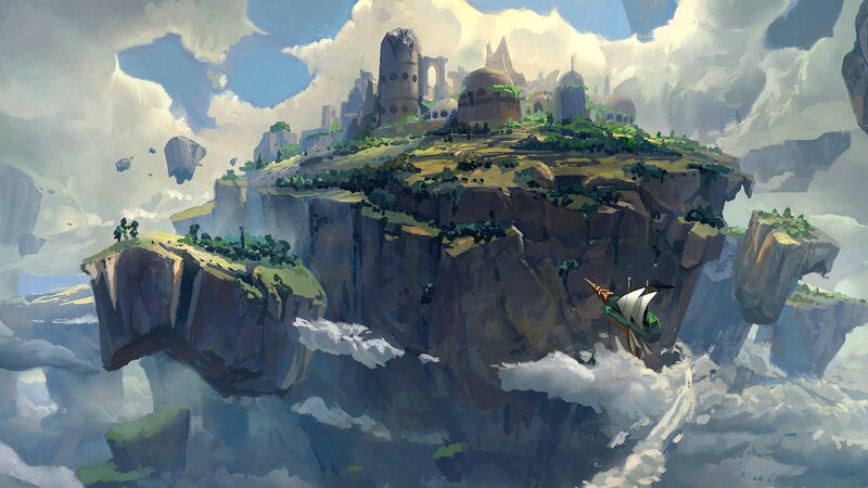 Floating Island City — Blue, Dramatic, Afternoon