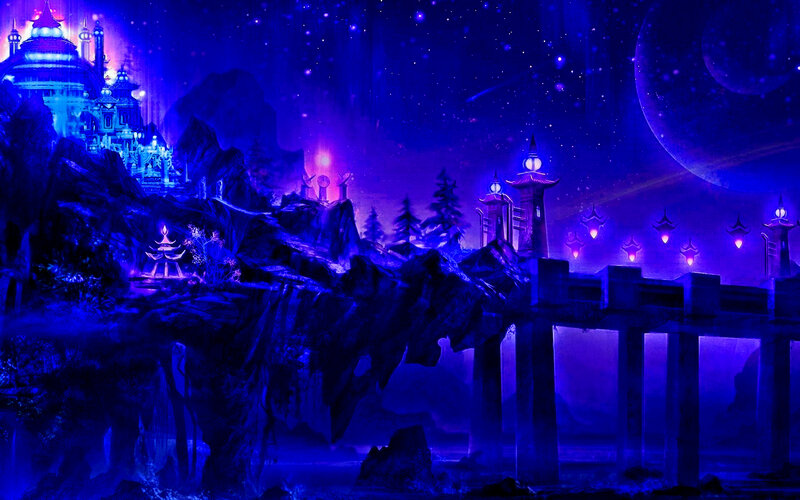 Floating Island City — Blue, Mystical