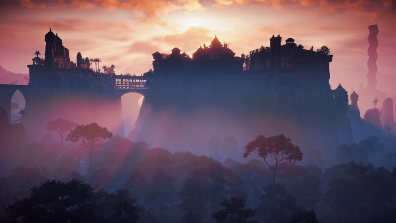 Floating Island City — Purple, Dramatic, Sunset