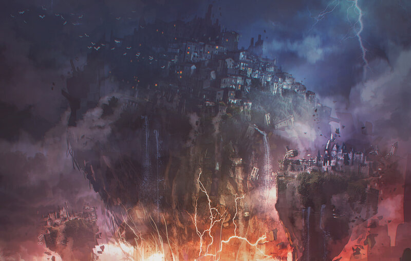 Floating Island City — Purple, Dramatic