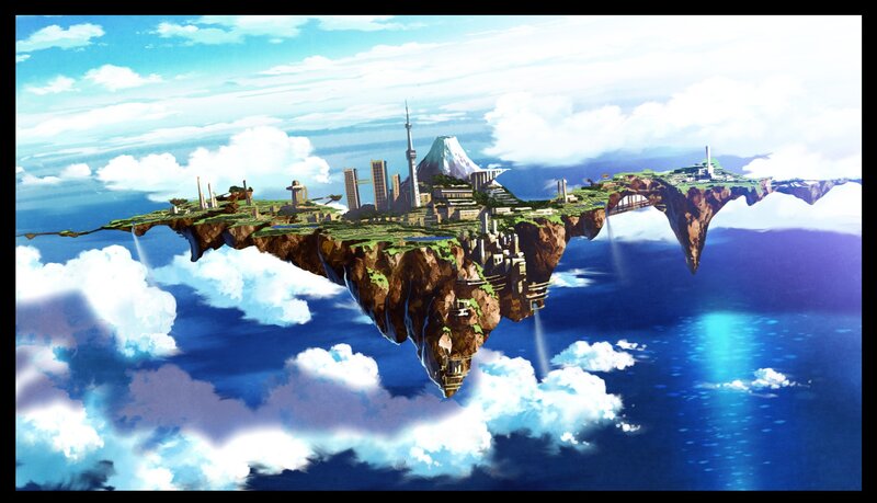 floating island cityscape