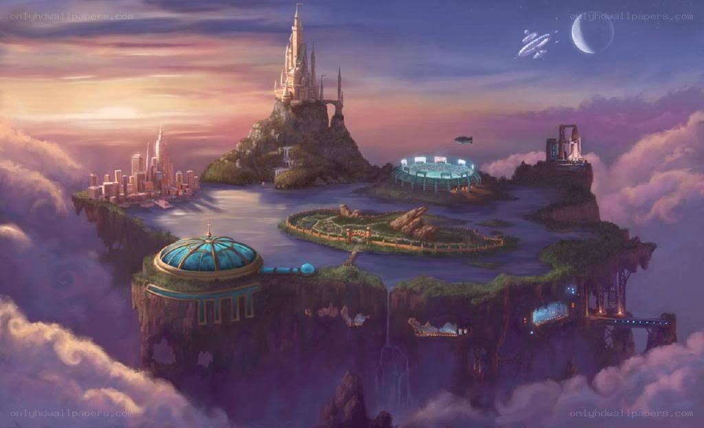 floating island fantasy city