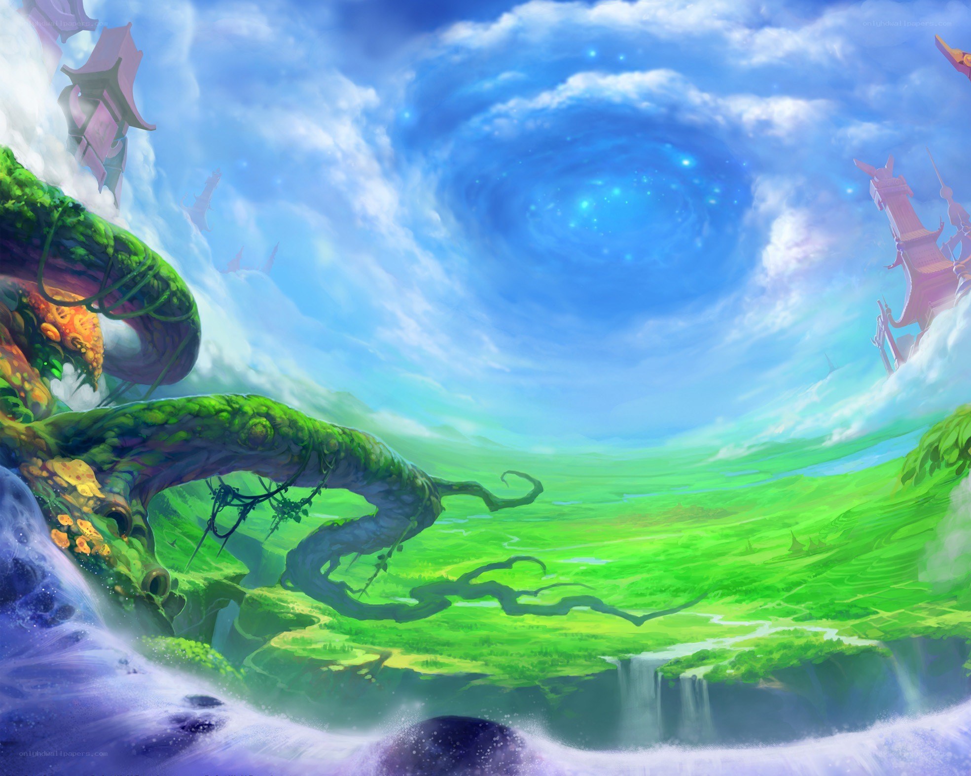floating island fantasy landscape