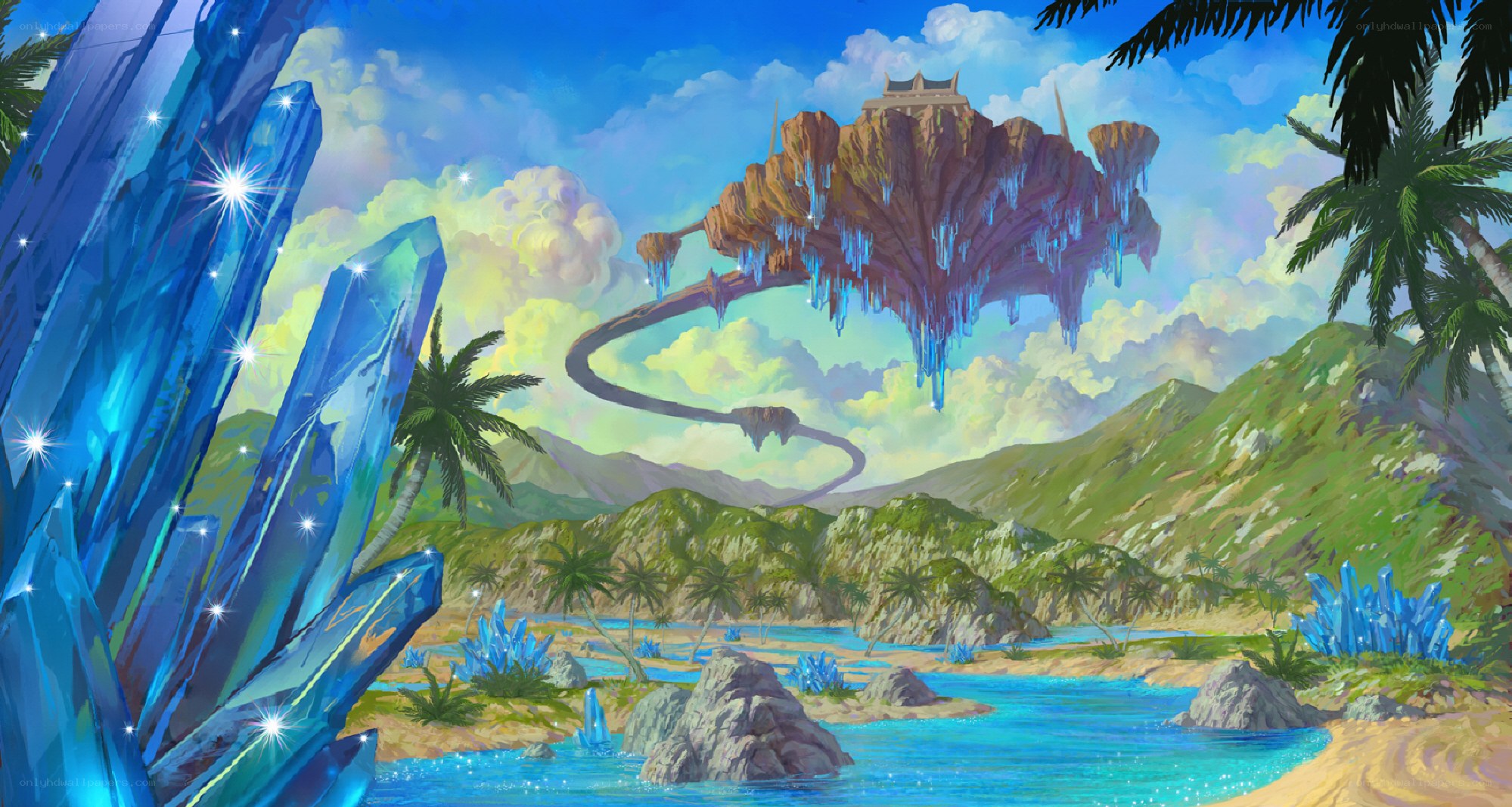 floating island fantasy landscape