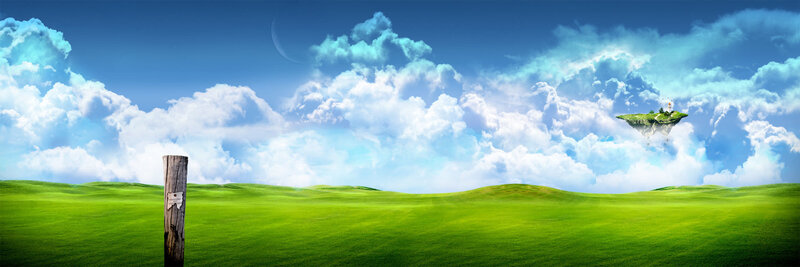 floating island in a green field