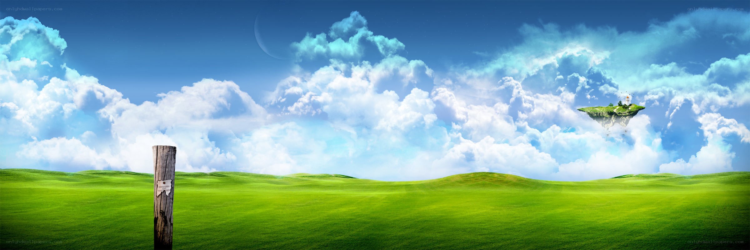 floating island in a green field