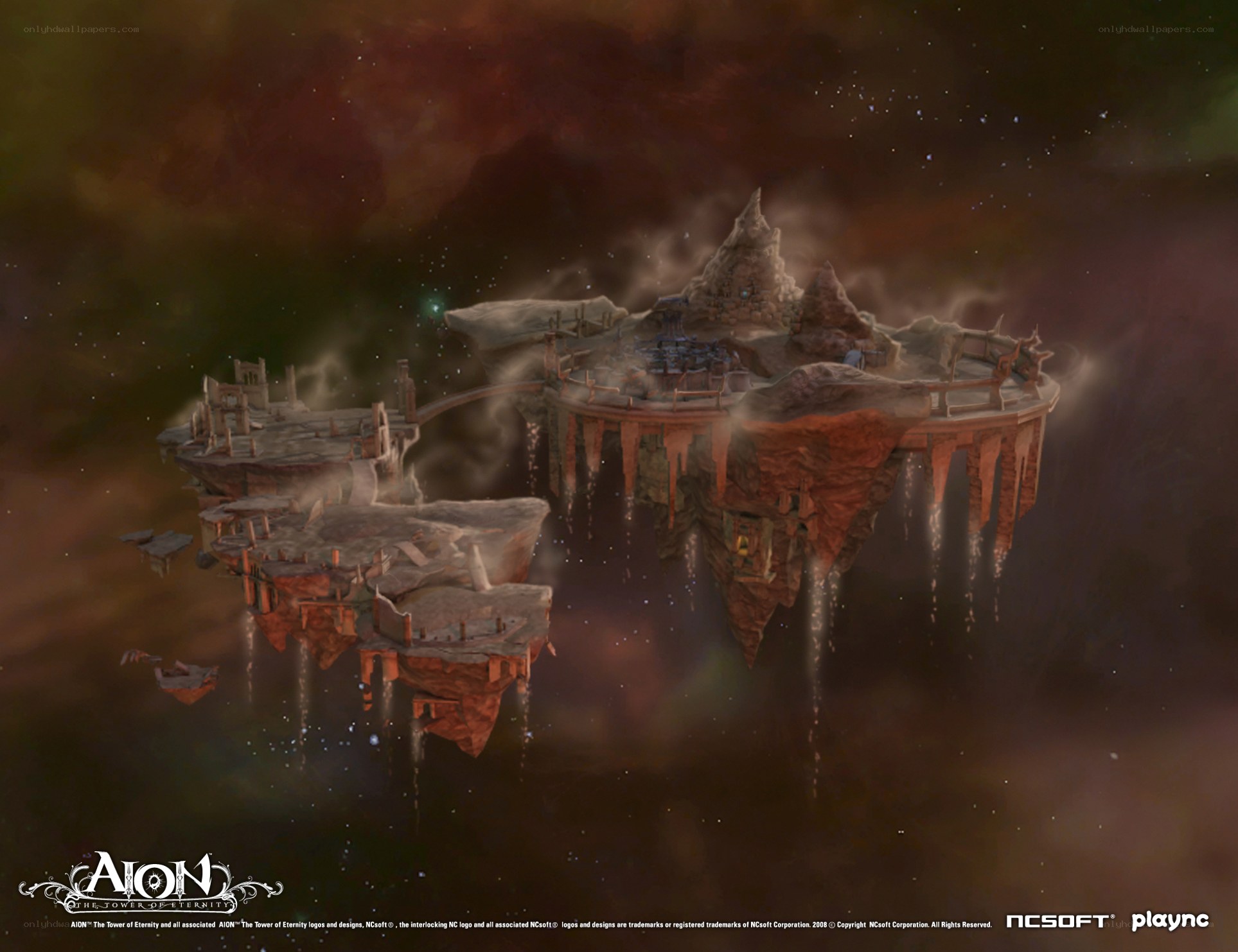 Floating island in a starry sky