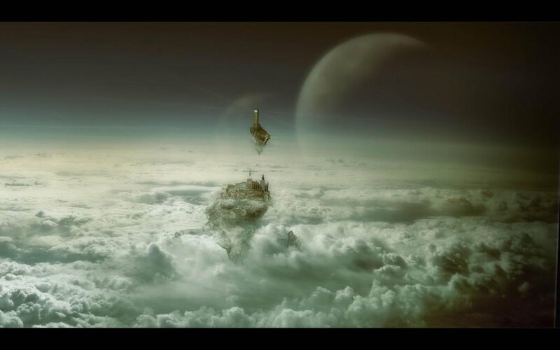 floating island in clouds