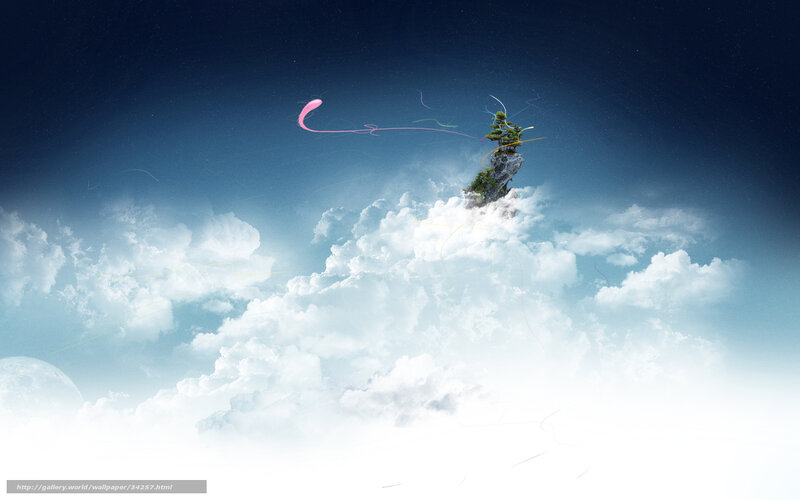 floating island in clouds