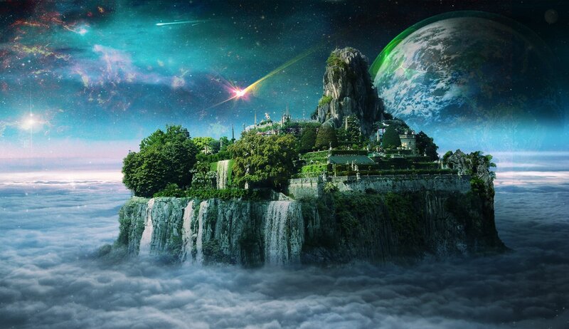 floating island in space
