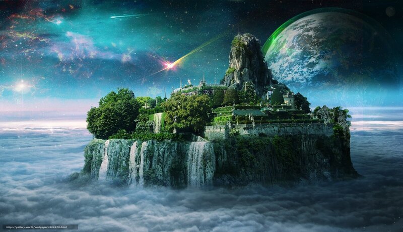 Floating island in space