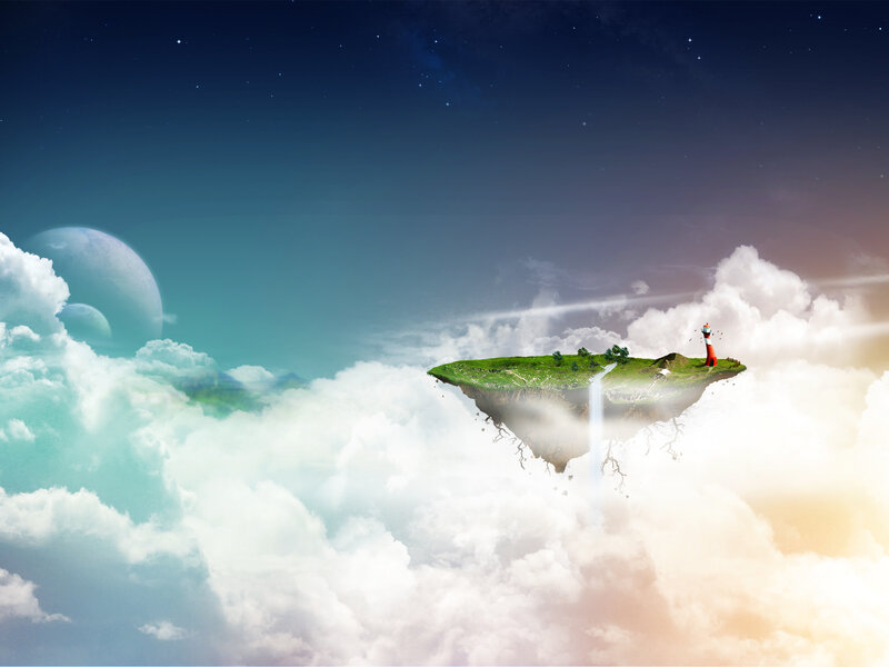 Floating island in the clouds