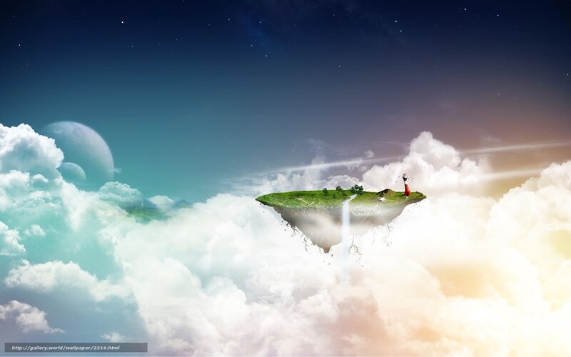 Floating island in the clouds