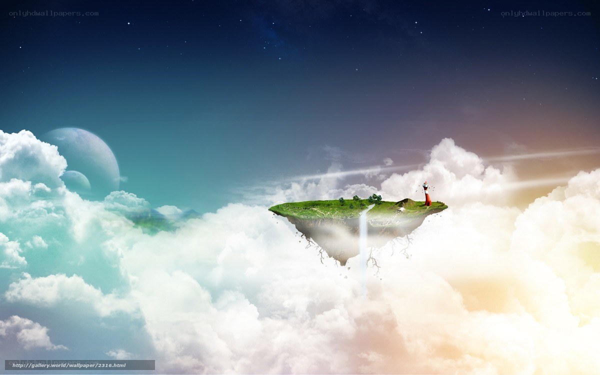 Floating island in the clouds