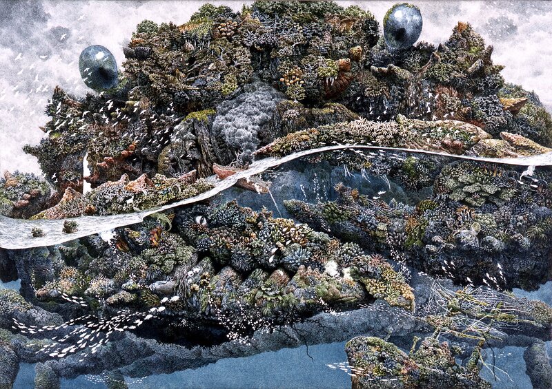 Floating Island Landscape — Green, Dreamlike