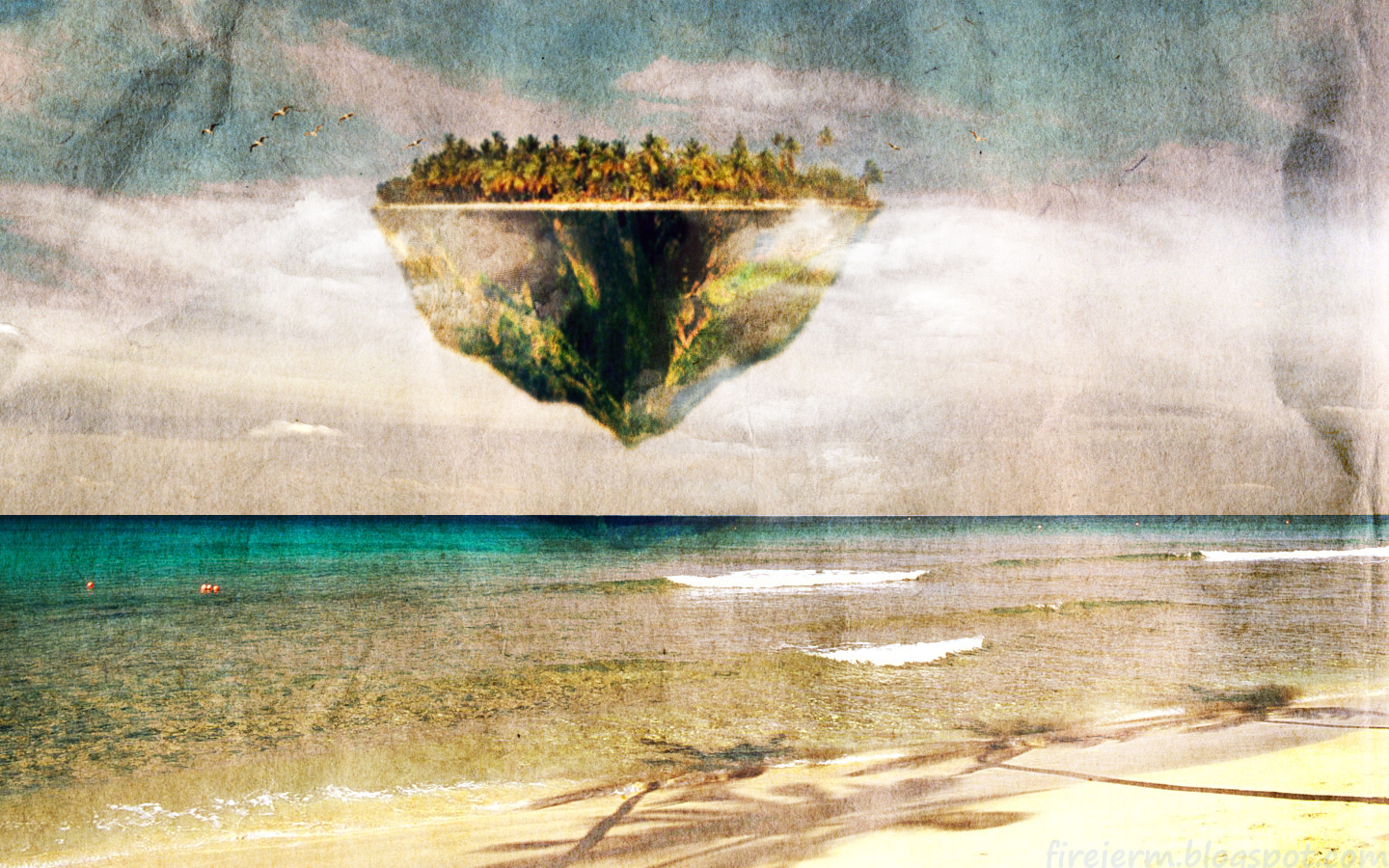 floating island over beach