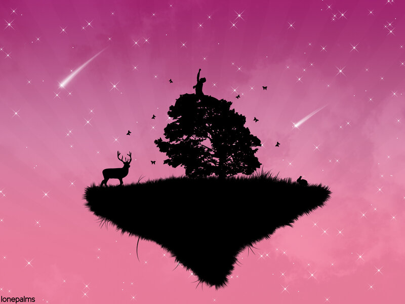 floating island under starry sky