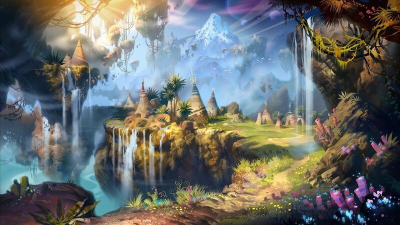 Floating Island Village — Blue, Serene