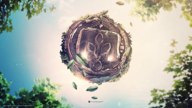 floating island with ancient temple