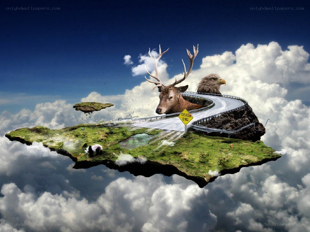 Floating island with animals