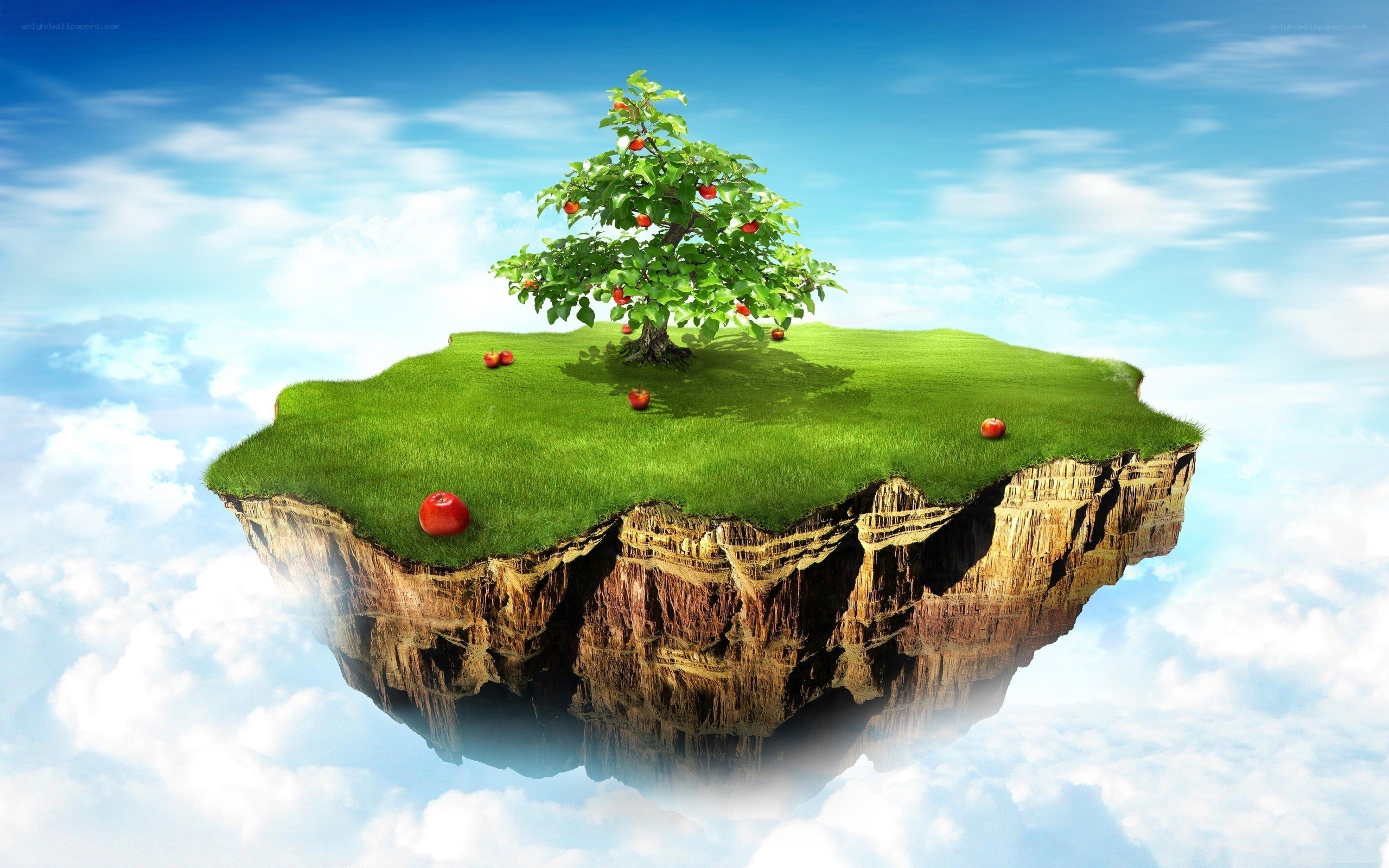 floating island with apple tree