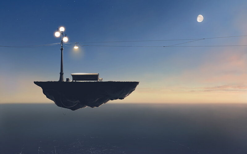 floating island with bench