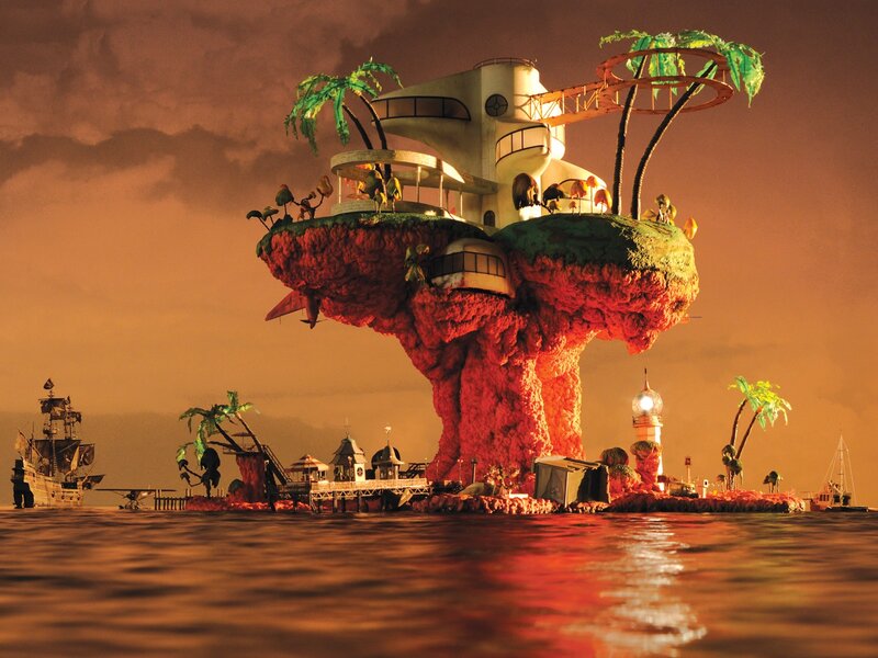 Floating Island with Building — Orange