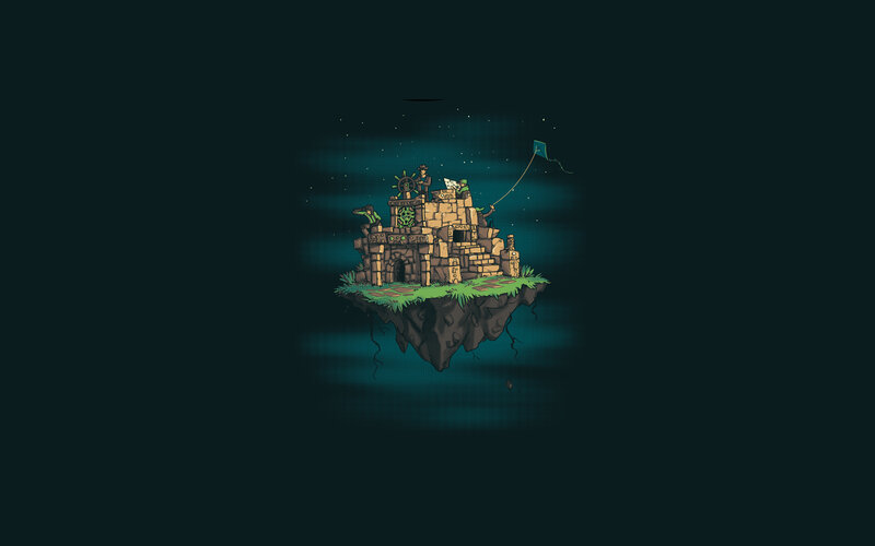 floating island with castle