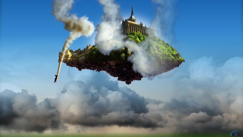 floating island with castle