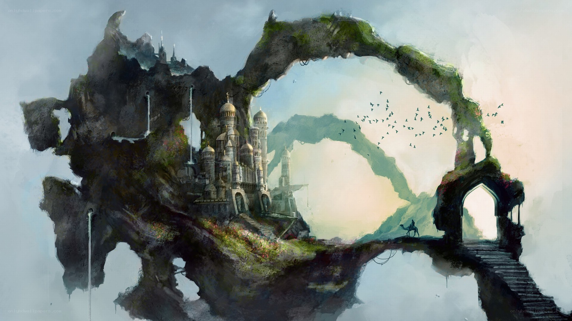 floating island with castle
