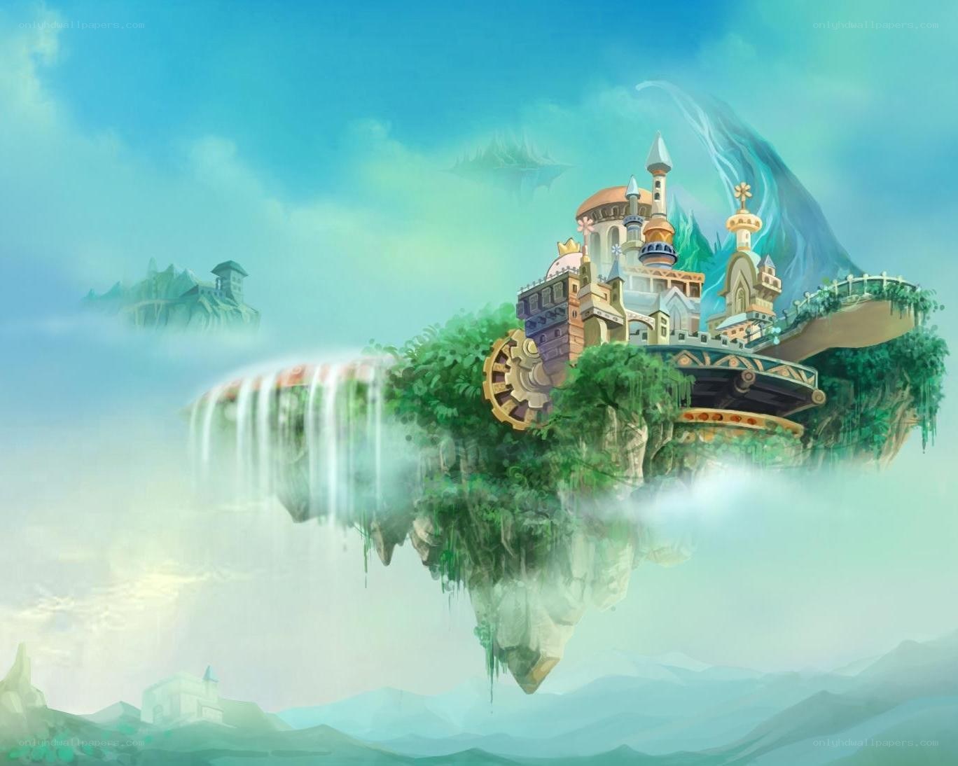 floating island with castle
