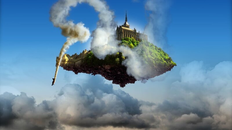 floating island with castle
