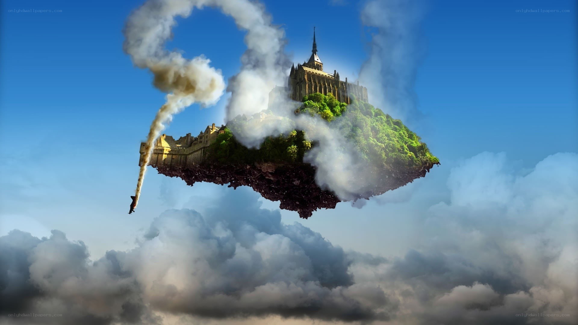 floating island with castle