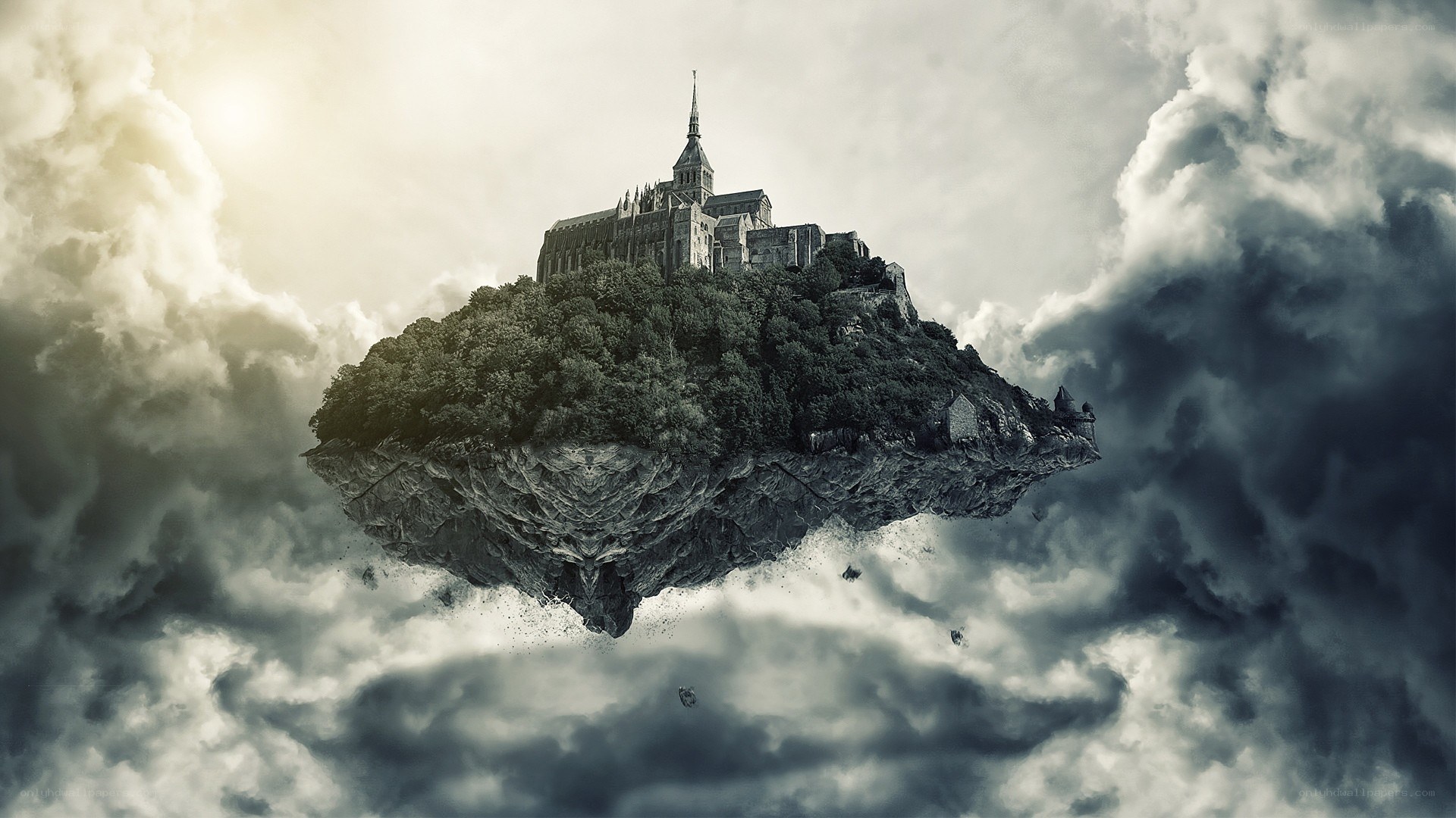 floating island with castle