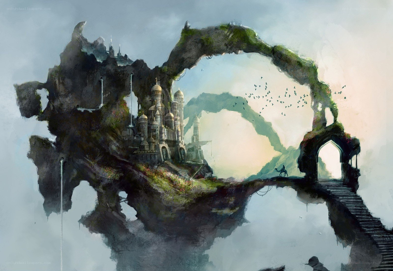 floating island with castle