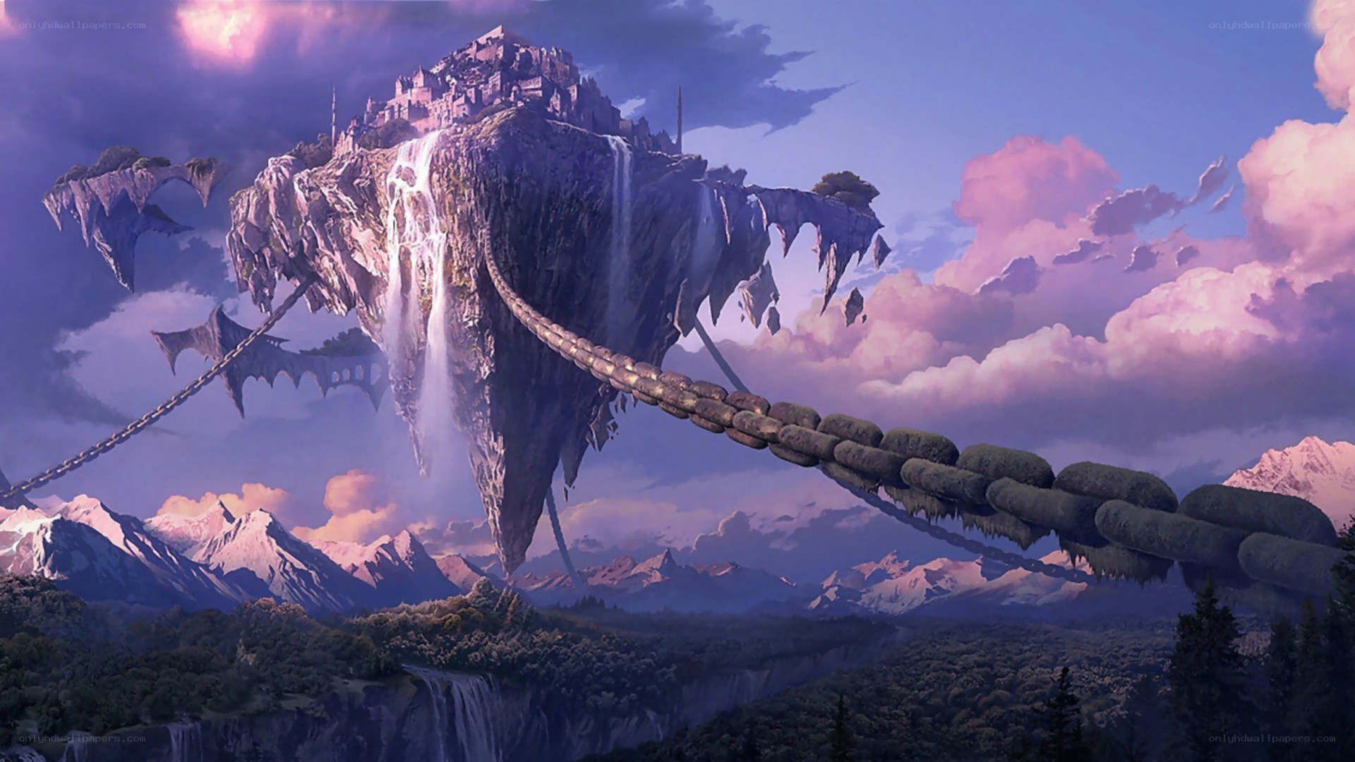 floating island with castle