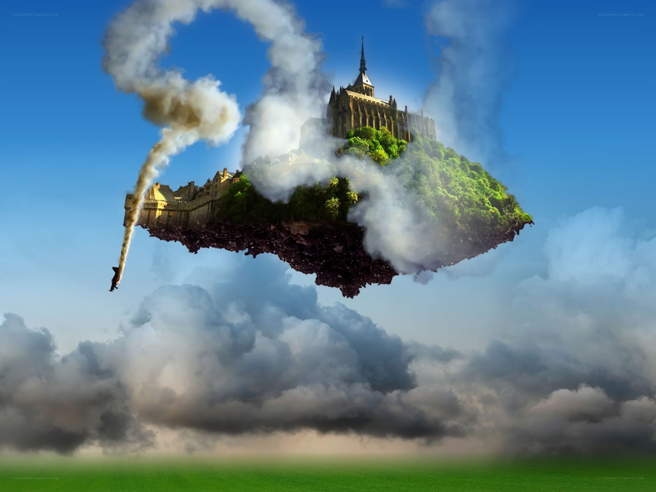 floating island with castle