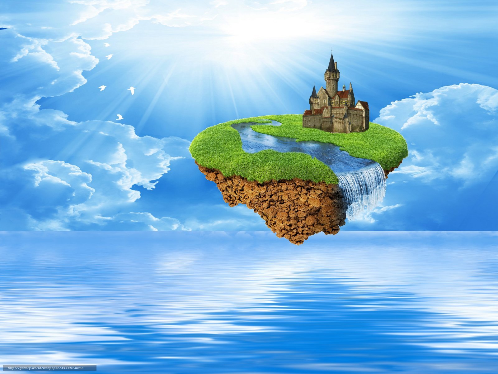 floating island with castle