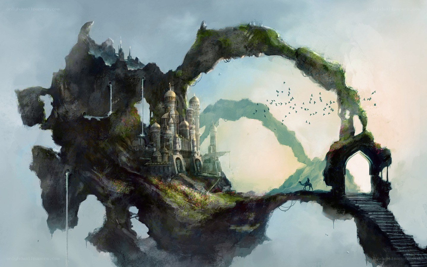 floating island with castle