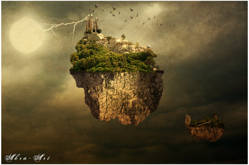 Floating Island with Castle — Brown