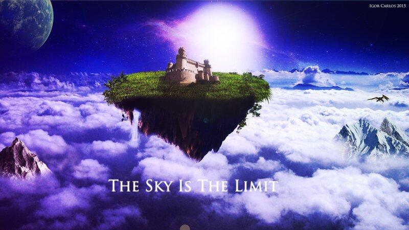 Floating Island with Castle — Purple, Fantasy