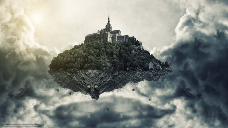Floating island with castle