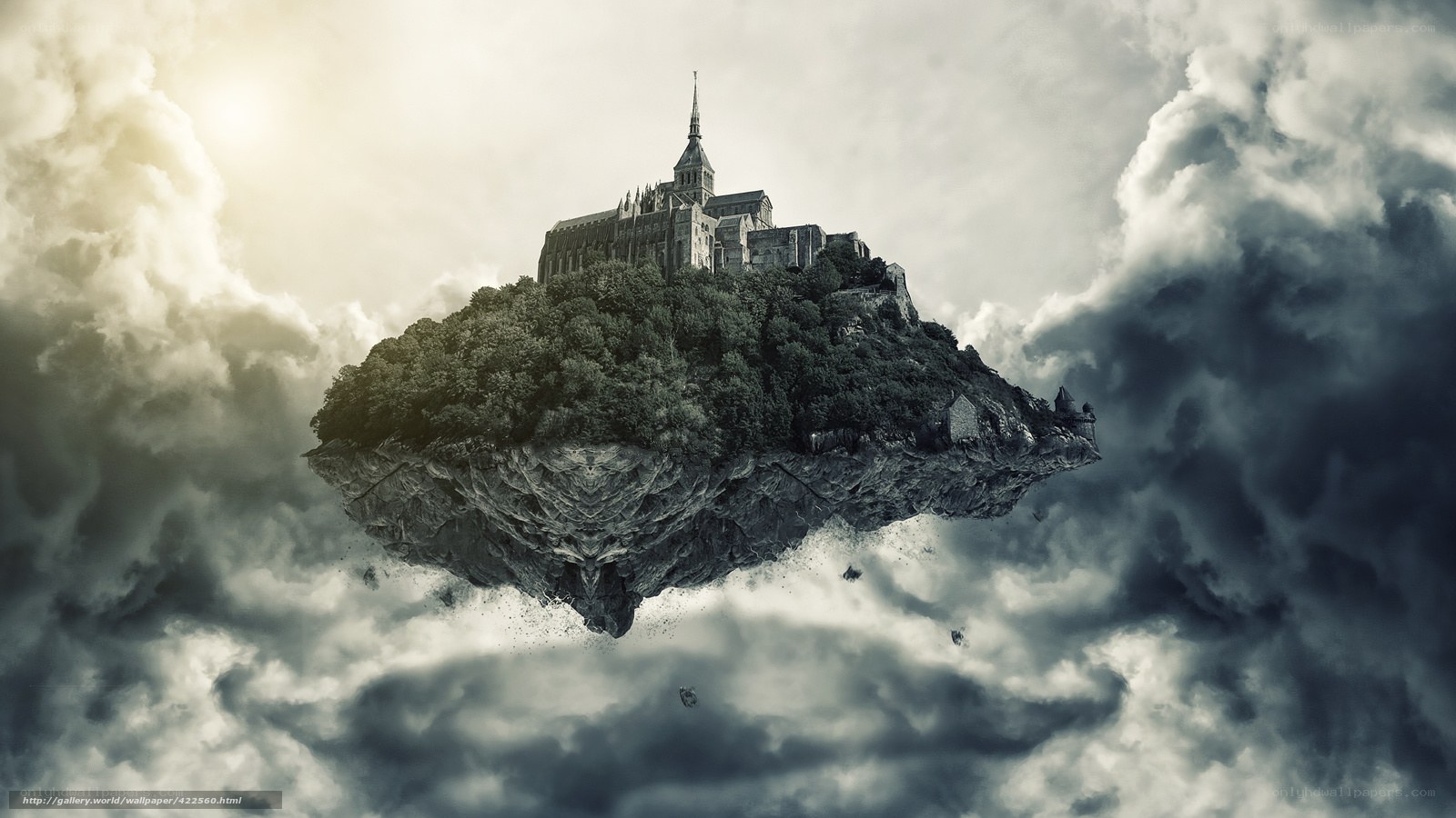 Floating island with castle
