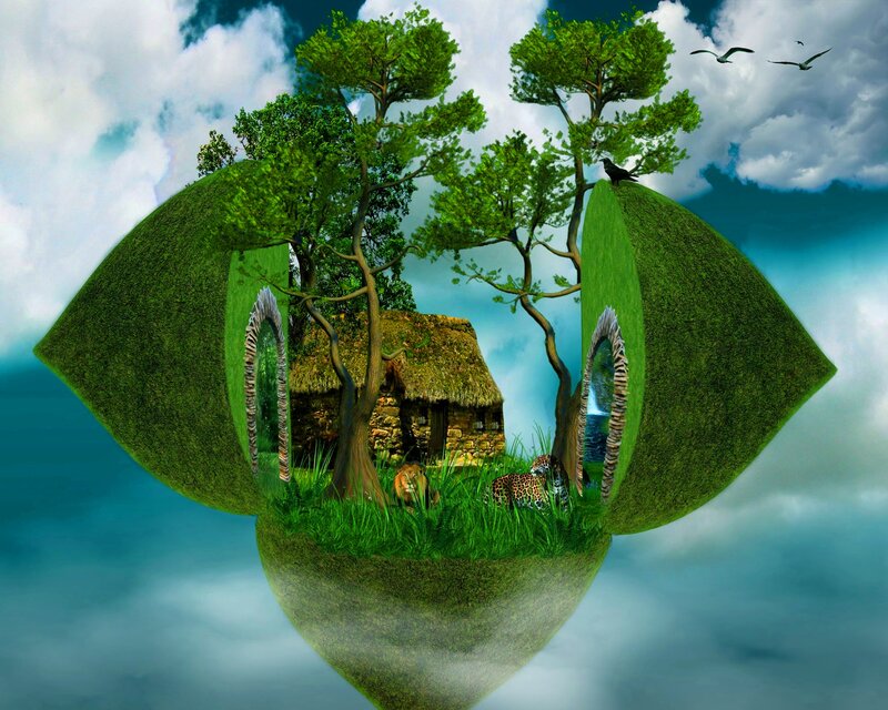 Floating Island with Cottage