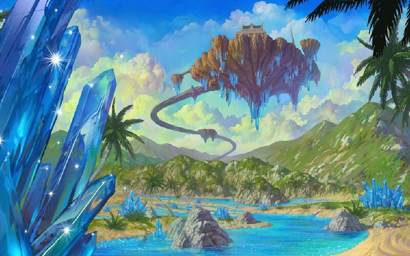 Floating Island with Crystals — Blue