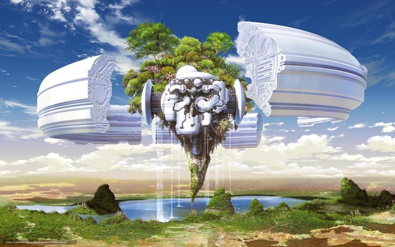 Floating Island with Engine — Blue